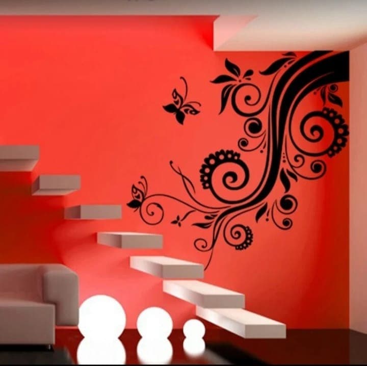 Custom wall stencil art & floral design, Whitefield