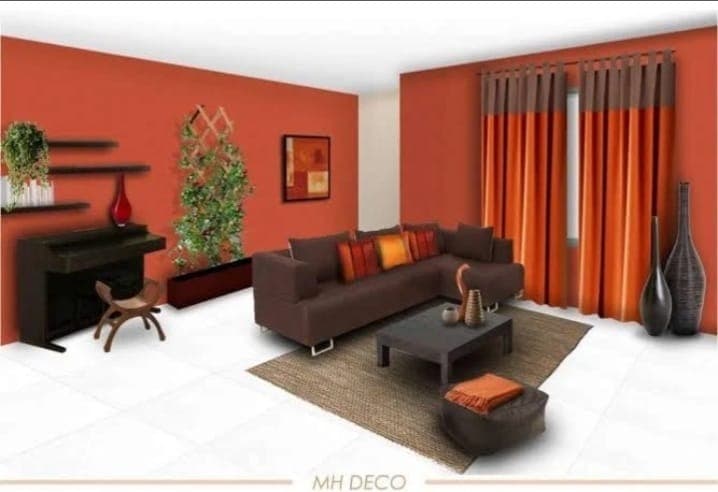 Terracotta theme living room painting, JP Nagar