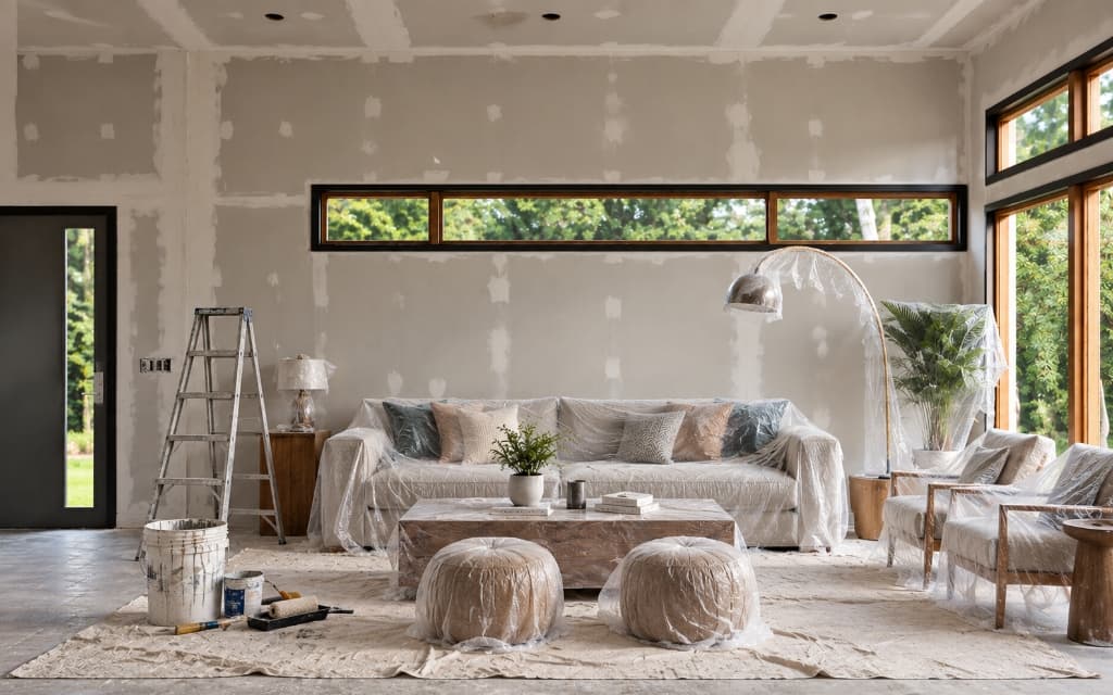 Living room transformation, Bangalore before painting